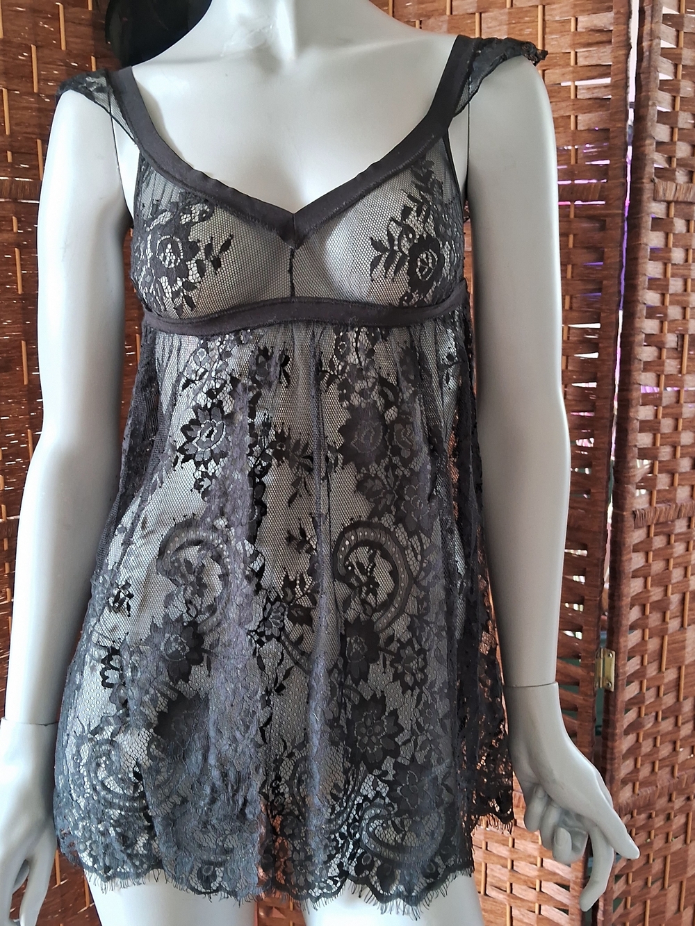 🌟 3/$30. Sheer Black Lace Babydoll Chemise - Women's Intimates